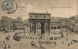 Place d'Aix et Arc de Triomphe Marseille, France Postcard Postcard Postcard