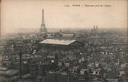 Panorama from the Opera, Eiffel Tower Paris, France Postcard Postcard Postcard