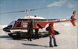 Landing a Helicopter on the Moving Ice During One of the Tours to see The Seals on the Icepack in the Gulf of St. Lawrence, Cana Postcard