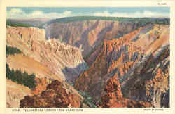 Yellowstone Canyon From Grand View Postcard