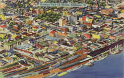 Birdseye view of Mobile Alabama Postcard Postcard