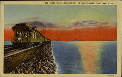 Great Salt Lake Cut Off At Sunset Utah Postcard Postcard