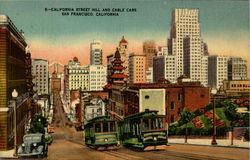 California Street Hill And Cable Cars San Francisco, CA Postcard Postcard