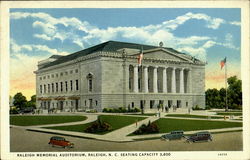 Raleigh Memorial Auditorium North Carolina Postcard Postcard