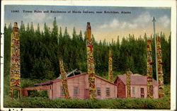 Totem Poles And Residence Of Haida Indians Postcard