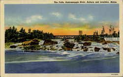 The Falls Androscoggin River Lewiston, ME Postcard Postcard