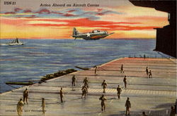 Action Aboard An Aircraft Carrier Navy Postcard Postcard