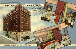 Hotel Claridge, Locust at 18th St St. Louis, MO Postcard Postcard