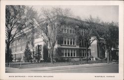 Main Entrance-High School Building Postcard