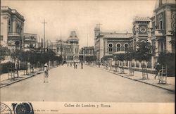 Mexican street with colonial architecture and young trees Postcard