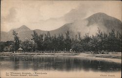 A garden on a salt flat near a bay Postcard