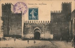 People entering a medieval fortress with decorated gate Fez, Morocco Africa Postcard Postcard Postcard