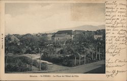 Photograph of a hotel surrounded by palm trees with mountains in the distance Saint-Pierre, Reunion Africa Postcard Postcard Postcard