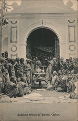 Buddhist Priests at Shrine, Ceylon Postcard