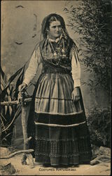 A Woman in Traditional Portuguese Clothing Postcard Postcard Postcard