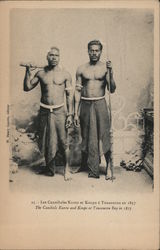 The cannibals Kunto and Koupo at Touaourou Bay in 1857 New Caledonia Postcard Postcard Postcard