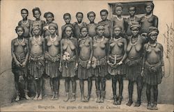 Two rows of Angolan women dressed in traditional attire Caconda, Angola Africa Postcard Postcard Postcard