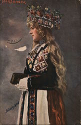 A Norwegian bride wearing traditional dress with embroidery Hardanger, Norway Postcard Postcard Postcard