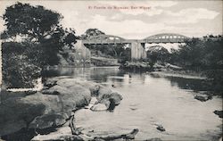 Photograph of a river with a bridge in the background San Miguel, El Salvador Central America Postcard Postcard Postcard