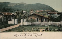 A town located at the foot of a green mountain Panama Postcard Postcard Postcard