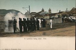 V. LORENZO BEING SHOT. FIRE. PANAMA CITY, PANAMA Postcard Postcard Postcard