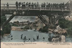 Maori Children diving for coppers, Whakarewarewa Bridge, Hot Lakes District, N.Z. Rotorua, New Zealand Postcard Postcard Postcard