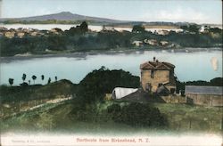 View of a mountain from across a bay with buildings on either side Auckland, New Zealand Postcard Postcard Postcard