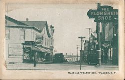 Main and Walnut Sts. Postcard