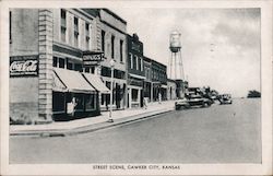 Street Scene, Cawker City, Kansas Postcard