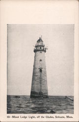 Monot Ledge Light, off the Glades Scituate, MA Postcard Postcard Postcard