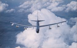 Bomber Coming In The Boeing B-52G Flies at More that 650 M.P.H. Postcard