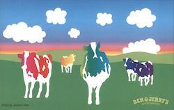 Rainbow Cows - Woody Jackson 1999 Postcard