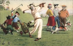 Cats Playing Golf Postcard Postcard Postcard