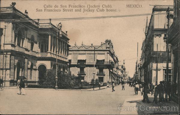 San Francisco street and jockey club house Mexico City, Mexico Postcard