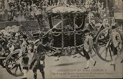 Coronation of King George V. The King and the Queen returning to the Buckingham Palace England Royalty Postcard Postcard Postcard