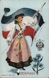 German Woman with Flag Germany Postcard Postcard Postcard