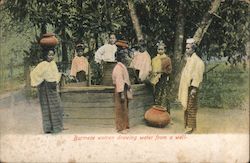 Burmese women drawing water from a well. Myanmar Postcard Postcard Postcard