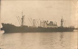 Large Ship Out at Sea Postcard