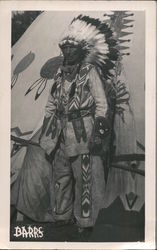 Indian Chief and Teepee Native Americana Postcard Postcard Postcard