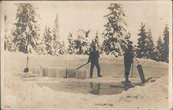 Two Men Harvesting Ice Norway Postcard Postcard Postcard