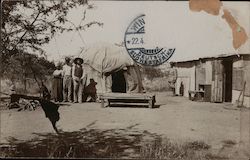 Snapshot of People in Rustic Camp Postcard