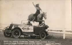 Bonnie Grey Jumping "King Tut" over Auto, Cheyenne Frontier Days 1925 Wyoming Postcard Postcard Postcard