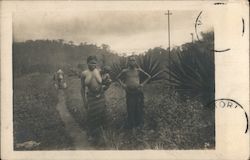 Native Family Walking on Trail Postcard