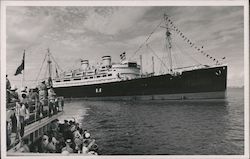 Steamship Arriving Postcard