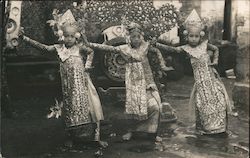 Three Girls in Native Outfits Dancing Postcard