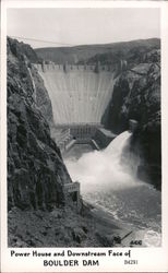 Power House and Downstream Face of Boulder Dam Nevada Postcard Postcard Postcard