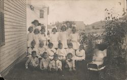 A Group of Children Gathered Outside a House Postcard Postcard Postcard