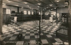 Gymnasium and Shooting Gallery on Ile de France, French Line Postcard