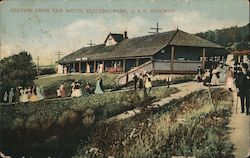 Station from the South, Electric Park, A&H Railway Kinderhook, NY Postcard Postcard Postcard