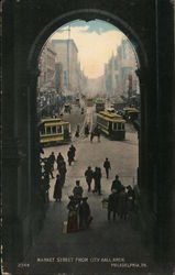 Market Street from City Hall ARch Postcard